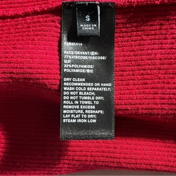 Lafayette 148 | Red Ribbed Knit V-Neck Sweater, Small - Picture 6 of 6